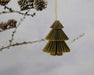 3x Papier Tannenbaum Petrol Grün Braun 8cm Deko-Hänger Weihnachten