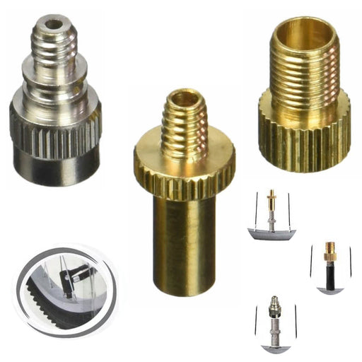 KI-generiertes Bild 3x Fahrrad SV AV DV Ventil-Adapter Set Dunlop Schrader Autoventil