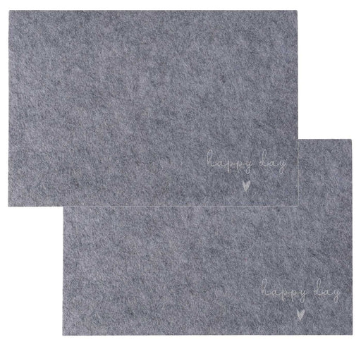2x Filz Tischset Platzset Happy Dunkel-Grau 45cm Rechteckig Platzdeckchen Platzmatte