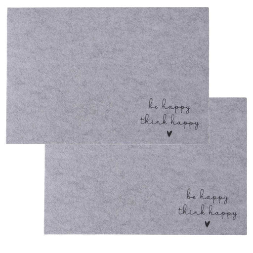2x Filz Tischset Platzset Happy Hell-Grau 45cm Rechteckig Platzdeckchen Platzmatte