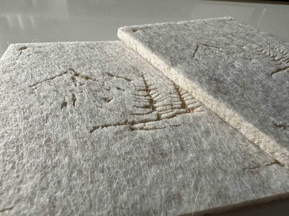 6x Filz Glasuntersetzer 10cm Berge Beige Gold Eckig für Gläser Getränke Tassen