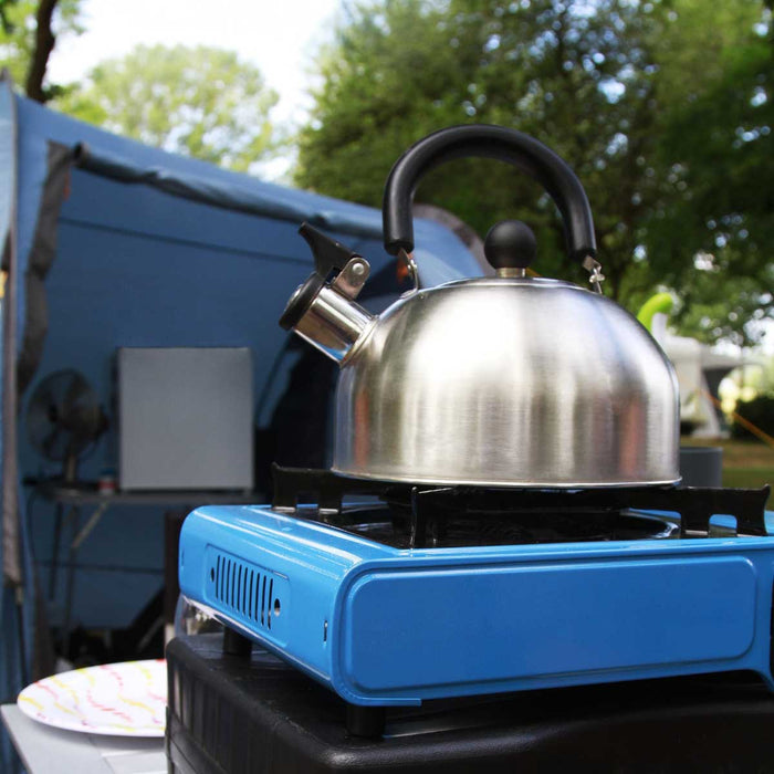 KI-generiertes Bild,Edelstahl Flötenkessel 2,5L Camping Wasserkessel Pfeifkessel Teekessel