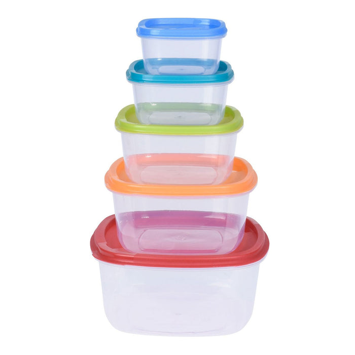 5-fach Frischhaltedosen Set 225-1900ml Quadrat Deckel Gefrierdosen Vorratsdosen