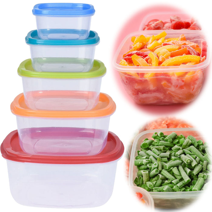 5-fach Frischhaltedosen Set 225-1900ml Quadrat Deckel Gefrierdosen Vorratsdosen