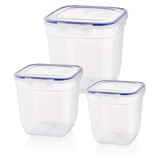 3-fach Frischhaltedosen Clip & Lock XL Rechteck Deckel Gefrierdosen Vorratsdosen