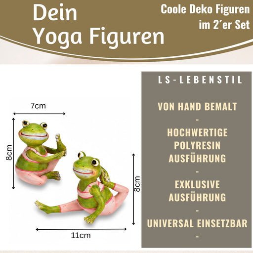 KI-generiertes Bild,2x Yoga Deko-Figuren Frösche Set 8cm Skulptur Gymnastik Feng Shui Deko-Objekt