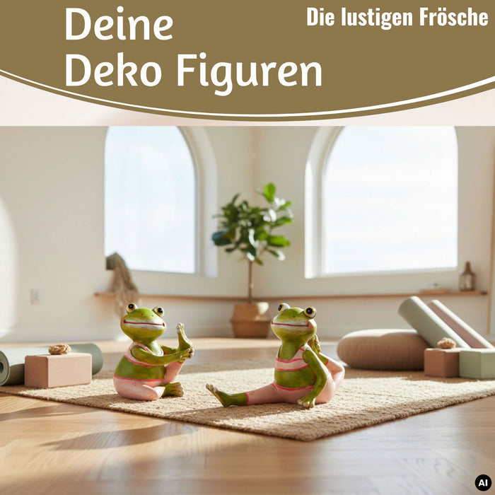 2 Yoga Deko-Figuren Frösche Set 8cm Skulptur Gymnastik Feng Shui Deko-Objekt