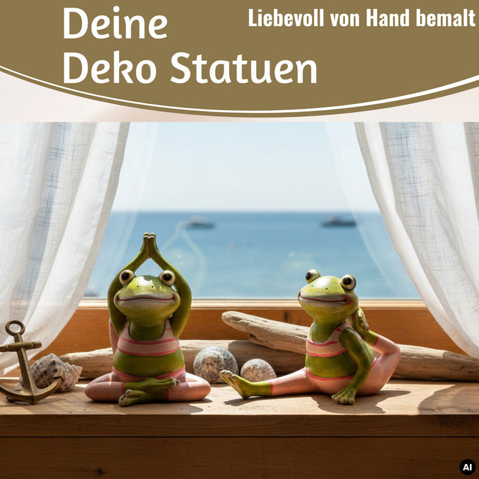 2 Yoga Deko-Figuren Frösche Set 8cm Skulptur Gymnastik Feng Shui Deko-Objekt