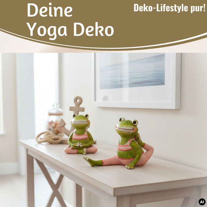 2 Yoga Deko-Figuren Frösche Set 8cm Skulptur Gymnastik Feng Shui Deko-Objekt