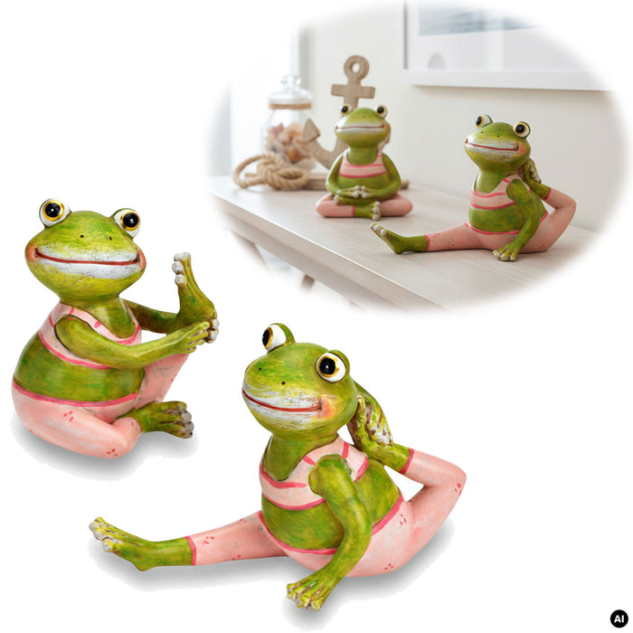 2 Yoga Deko-Figuren Frösche Set 8cm Skulptur Gymnastik Feng Shui Deko-Objekt