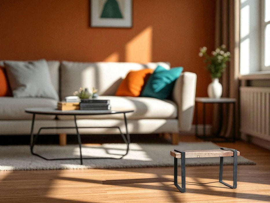 Vintage Holz Bänkchen 35x20cm Braun Recycelt Fußbank Fußhocker Tritthocker