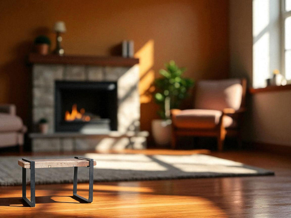 Vintage Holz Bänkchen 35x20cm Braun Recycelt Fußbank Fußhocker Tritthocker