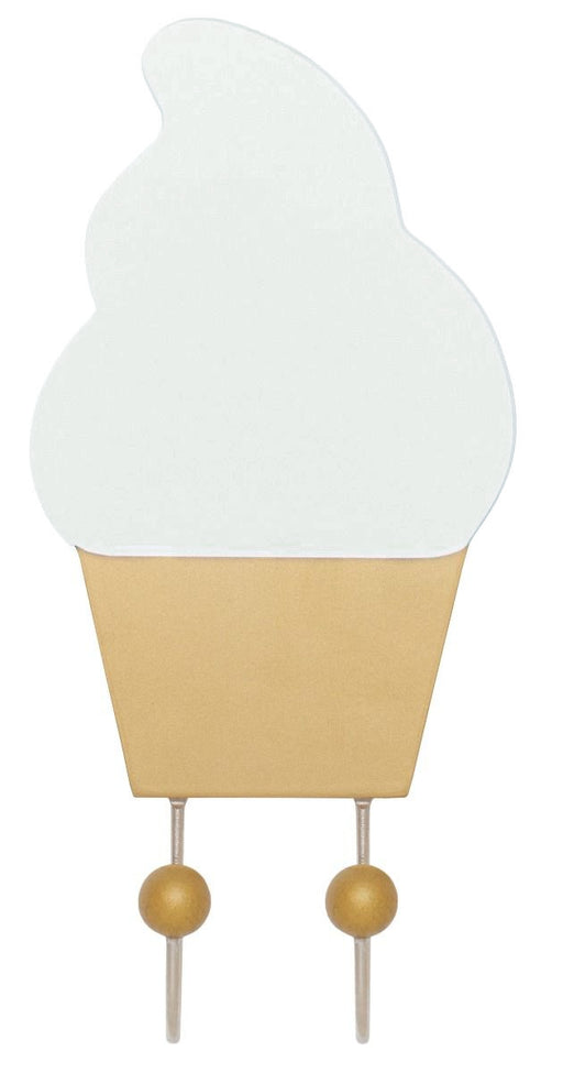 KI-generiertes Bild,JaBaDaBaDo Holz Kinder Kleiderhaken Eis Weiß Gold 22cm Deko Wandhaken R16040