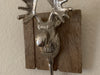 2 Garderobenhaken Holz Alu Hirsch-Kopf Braun Set Wandhaken Wand-Garderobe