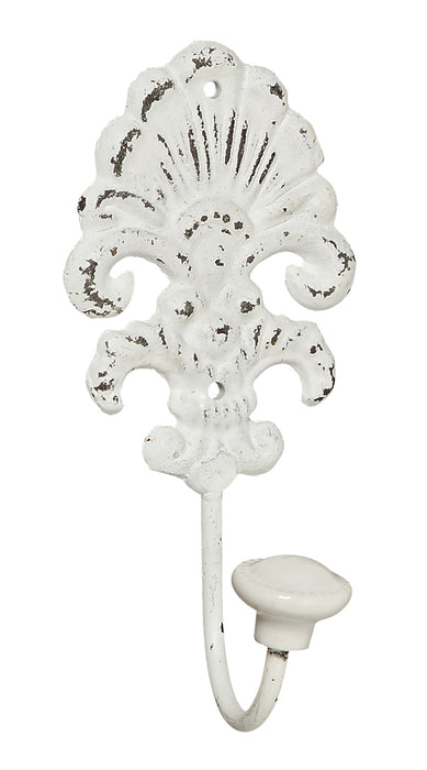 2x Vintage Kleiderhaken 15x7cm Weiß Blume Garderobenhaken Wandhaken