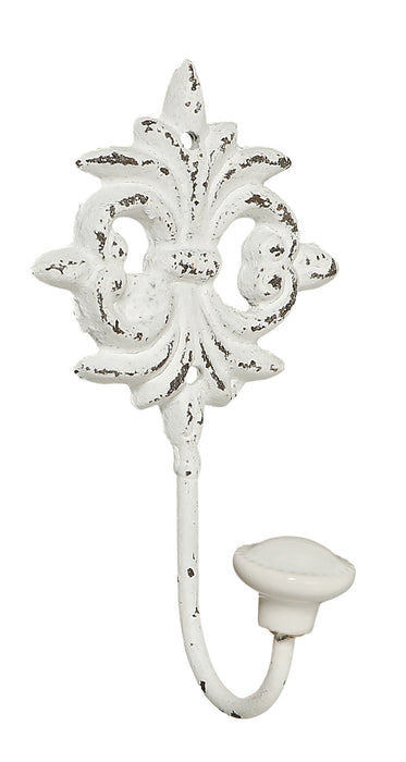 2x Vintage Kleiderhaken 15x7cm Weiß Blume Garderobenhaken Wandhaken
