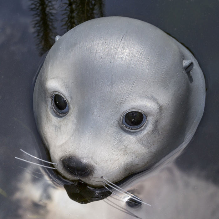 Gartenteich Schwimmtier Robbe 17cm Seehund Kopf Garten-Figur Teich-Deko