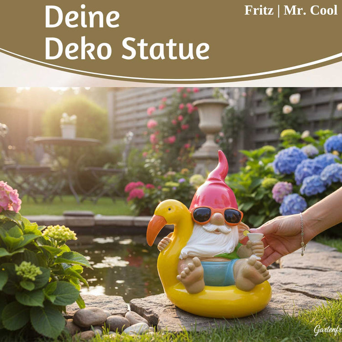 XL Deko Figur Gartenzwerg Gelb sitzend 17cm Gnom Skulptur Gartenstatue Statue Objekt