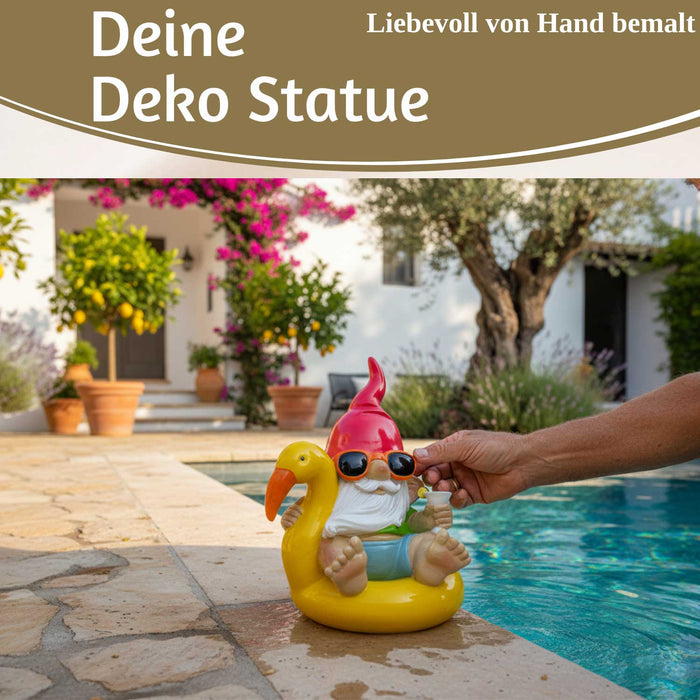 KI-generiertes Bild,XL Deko Figur Gartenzwerg Gelb sitzend 17cm Gnom Skulptur Gartenstatue Statue Objekt