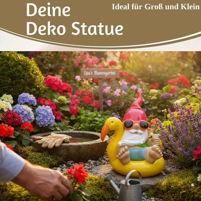XL Deko Figur Gartenzwerg Gelb sitzend 17cm Gnom Skulptur Gartenstatue Statue Objekt