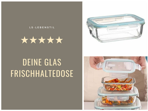 KI-generiertes Bild,Glas Frischhaltedose Cook & Lock 1000ml mit Deckel Lebensmittel Mikrowelle Gefrierbox