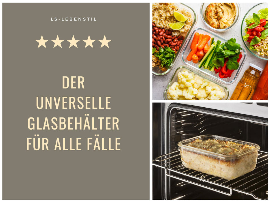 KI-generiertes Bild,Glas Frischhaltedose Cook & Lock 1480ml mit Deckel Lebensmittel Mikrowelle Gefrierbox