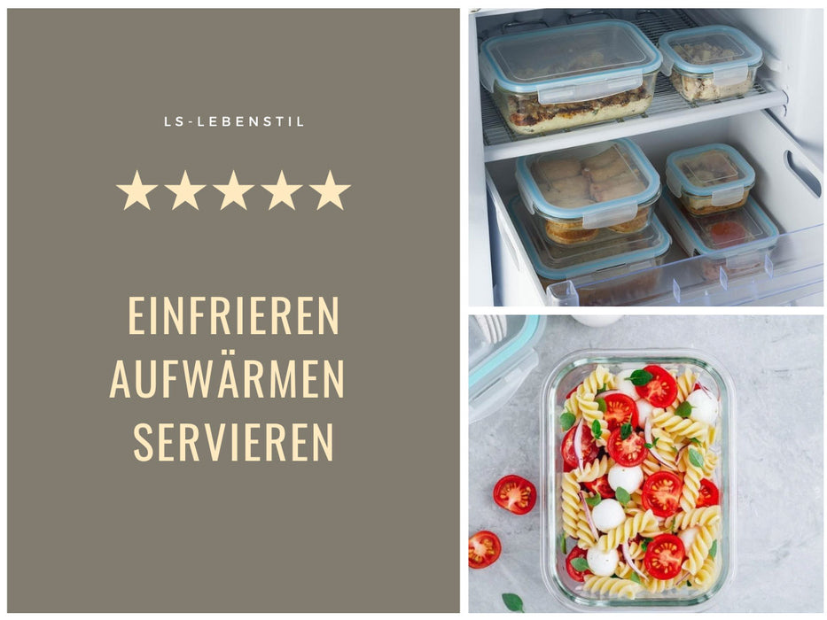 Glas Frischhaltedose Cook & Lock 3´er Set  mit Deckel Lebensmittel Mikrowelle Gefrierbox