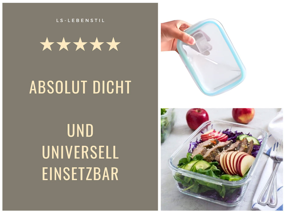 Glas Frischhaltedose Cook & Lock 3´er Set  mit Deckel Lebensmittel Mikrowelle Gefrierbox
