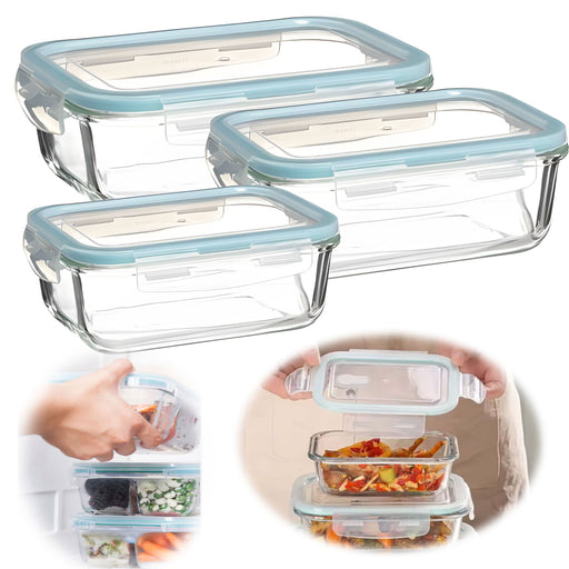 Glas Frischhaltedose Cook & Lock 3´er Set  mit Deckel Lebensmittel Mikrowelle Gefrierbox