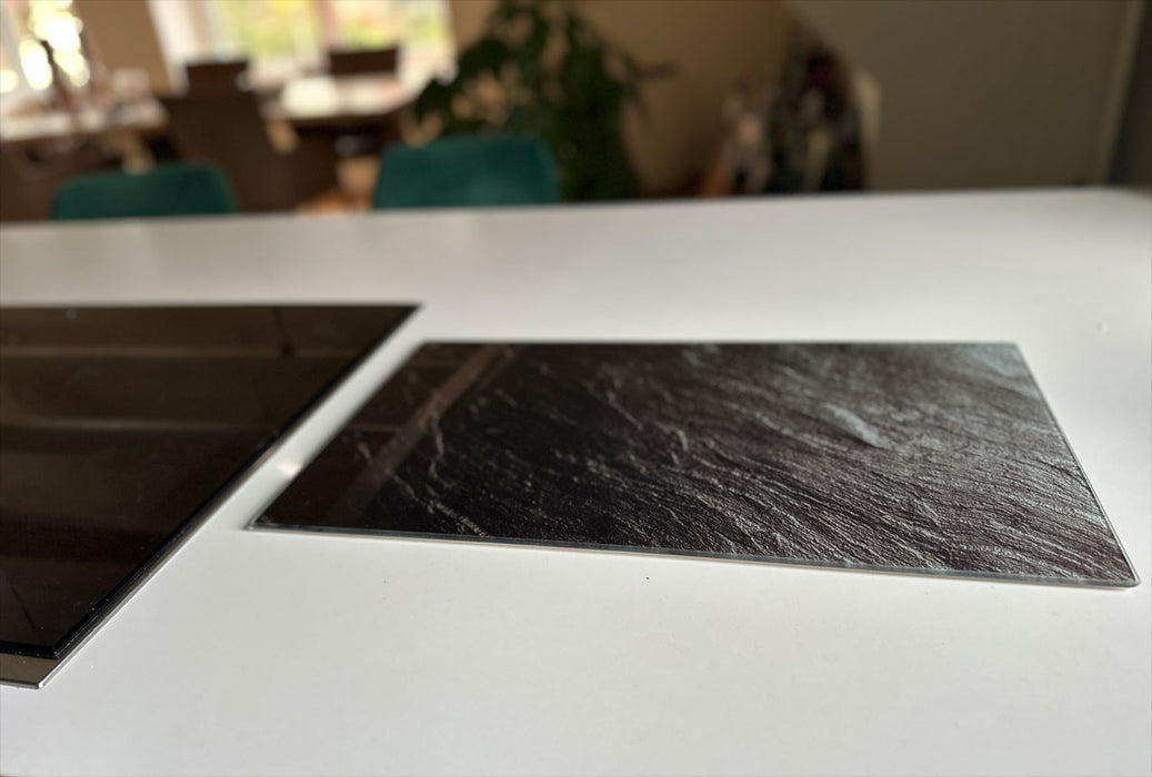 2´er Set Glas Herdabdeckplatten Schiefer 52x30cm Glasschneidebrett Schneidebrett