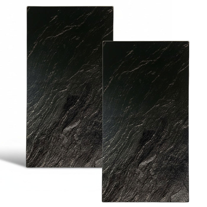 2´er Set Glas Herdabdeckplatten Schiefer 52x30cm Glasschneidebrett Schneidebrett