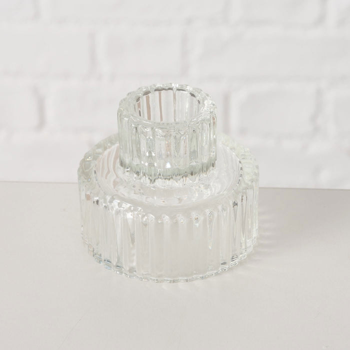 3er Set Glas Kerzenständer Klar 7cm Kerzenhalter für Stabkerzen Teelichter