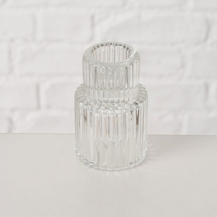 3er Set Glas Kerzenständer Klar 7cm Kerzenhalter für Stabkerzen Teelichter