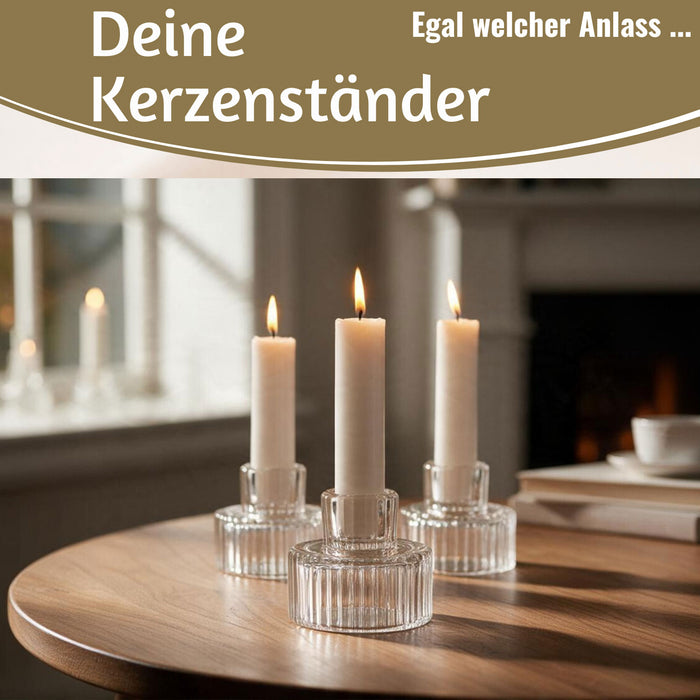 KI-generiertes Bild,3er Set Glas Kerzenständer Klar 7cm Kerzenhalter für Stabkerzen Teelichter