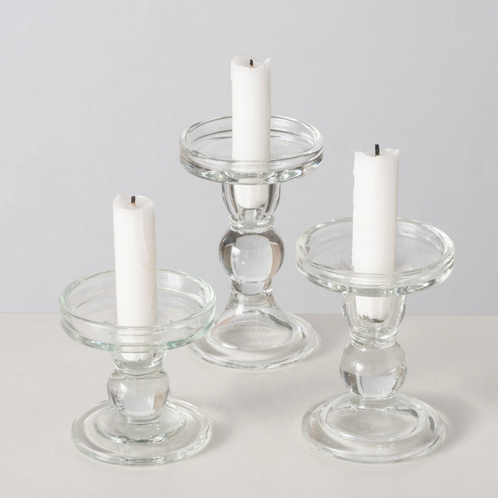 3er Set Glas Kerzenständer Klar 28cm Kerzenhalter für Stabkerzen Stump — LS-LebenStil