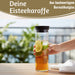 Glas Flasche Wasserkaraffe 1L Borosilikatglas Deckel Sieb Karaffe Krug Flasche
