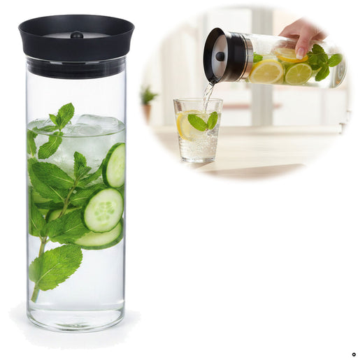 KI-generiertes Bild 2x Glas Flasche Wasserkaraffe 1L Borosilikatglas Deckel Sieb Karaffe Krug Flasche