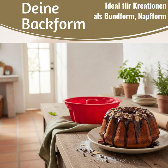 KI-generiertes Bild,Silikon Gugelhupf Backform 24cm Rund Napfkuchenform Gugelhupfform Kuchenform