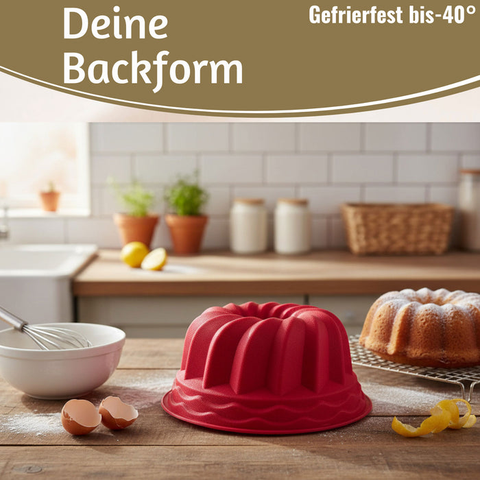 KI-generiertes Bild,Silikon Gugelhupf Backform 24cm Rund Napfkuchenform Gugelhupfform Kuchenform