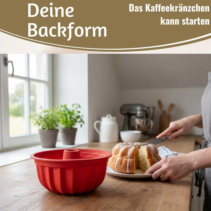KI-generiertes Bild,Silikon Gugelhupf Backform 24cm Rund Napfkuchenform Gugelhupfform Kuchenform