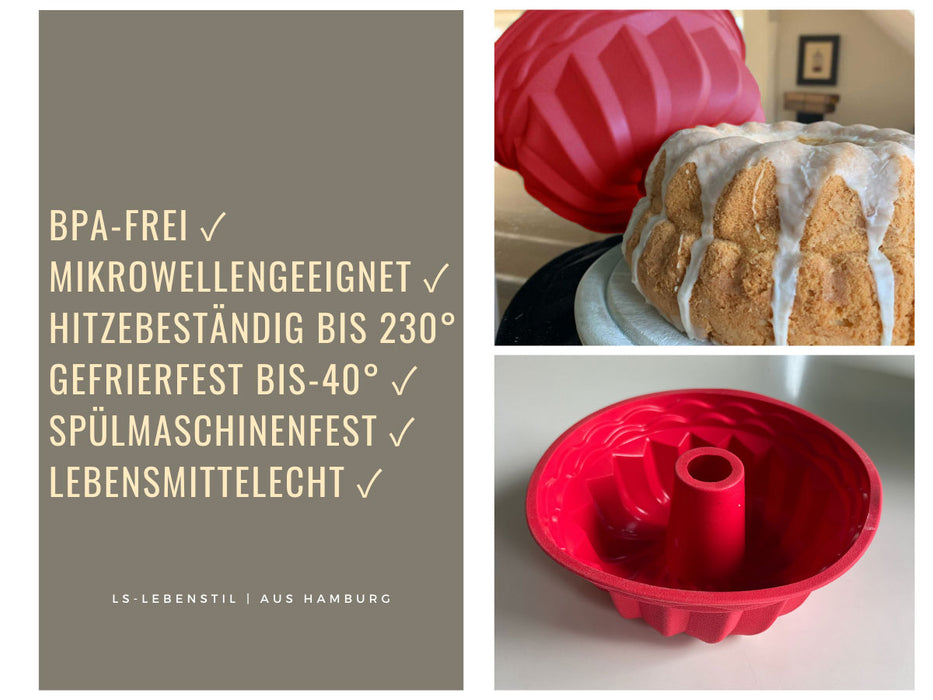 Silikon Gugelhupf Backform 24cm Rund Napfkuchenform Gugelhupfform Kuchenform