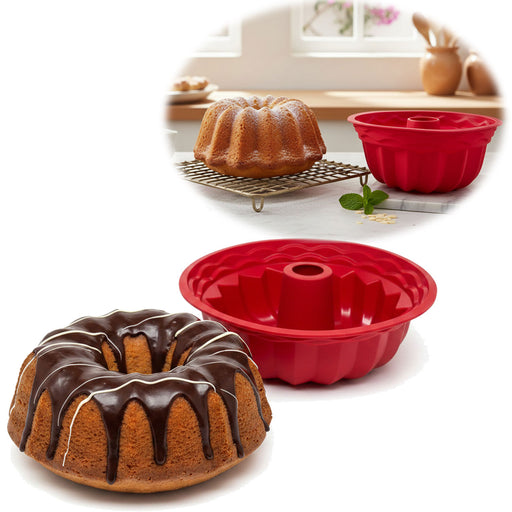 KI-generiertes Bild Silikon Gugelhupf Backform 24cm Rund Napfkuchenform Gugelhupfform Kuchenform