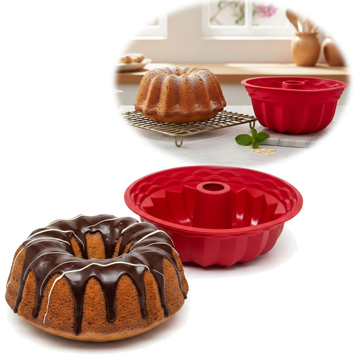 KI-generiertes Bild Silikon Gugelhupf Backform 24cm Rund Napfkuchenform Gugelhupfform Kuchenform