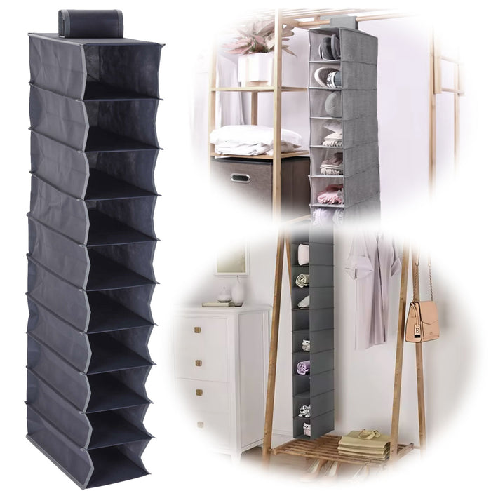 KI-generiertes Bild Hänge-Organizer 10 Fächer Hängeregal Schuhregal 120x15x30cm Hänge-Aufbewahrung