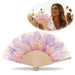 Handfächer Holz Stoff Fächer "Blume" Lila Pink Rose faltbar Faltfächer