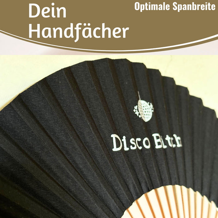KI-generiertes Bild,Handfächer Holz Stoff Fächer "Karma Baby" Gelb Lila faltbar Faltfächer