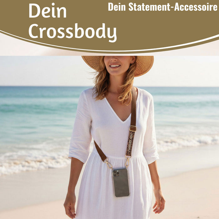 KI-generiertes Bild,Crossbody Handykette Champagner Baby Leo 2 Karabiner zum Umhängen Smartphones