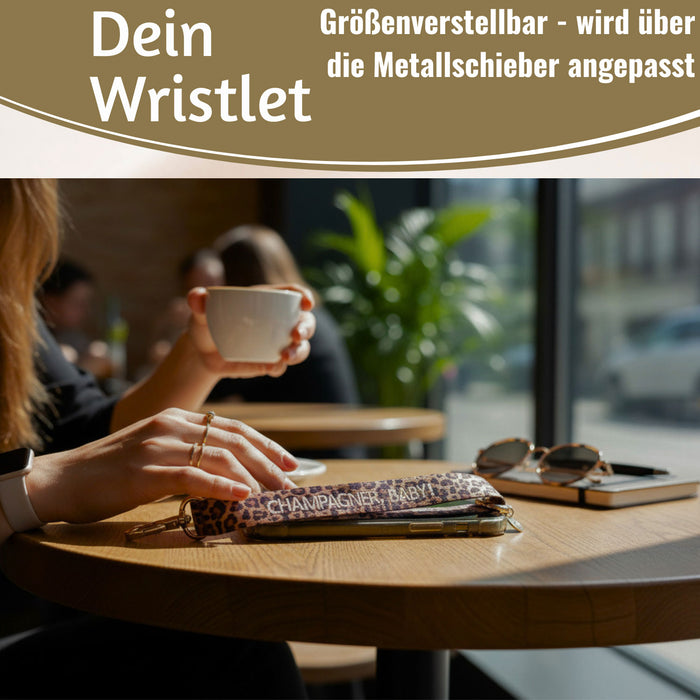 Crossbody Handykette Champagner Baby Leo 2 Karabiner zum Umhängen Smartphones