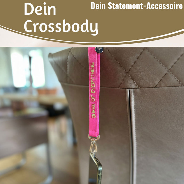 Crossbody Handykette Queen Pink Gold 2 Karabiner zum Umhängen Smartphones