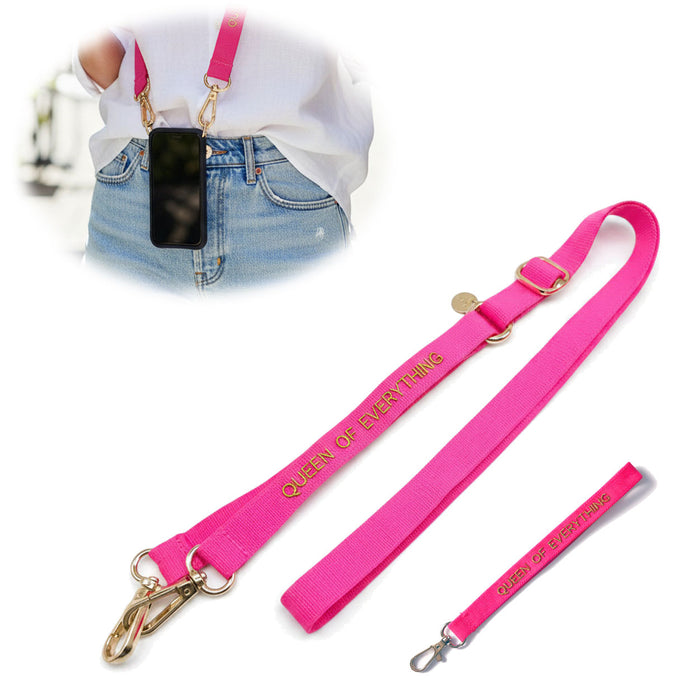 Crossbody Handykette Queen Pink Gold 2 Karabiner zum Umhängen Smartphones